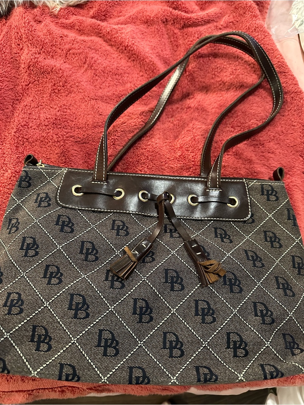Dooney and Bourke Monogram Shoulder Bag in Brown